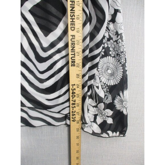 Jonathan Martin Black & White Floral Zebra Print Sheer Top Blouse XL - Picture 6 of 9